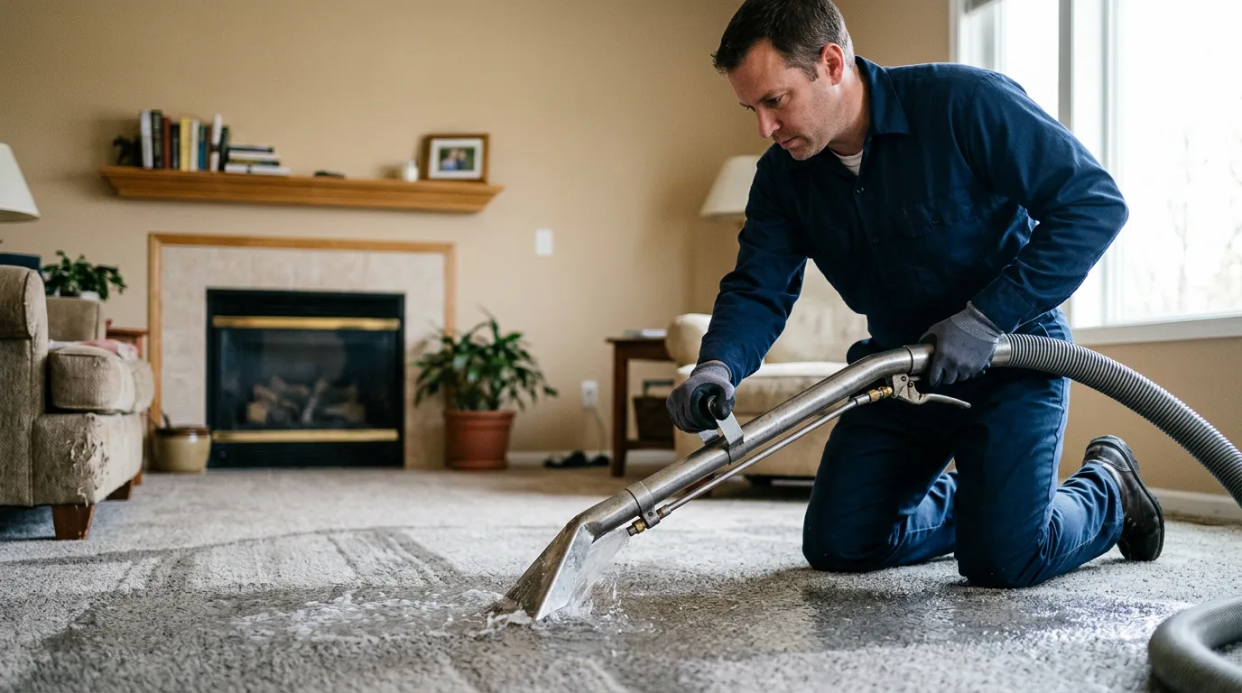 Water damage restoration technician working near Rosenberg, TX